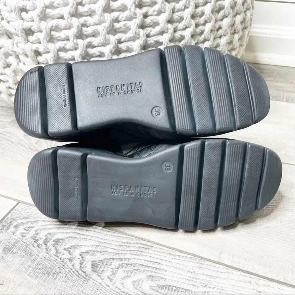 Hispanitas Rielle Suede Quilted Chunky Sneakers Black Size 38 - Picture 8 of 8